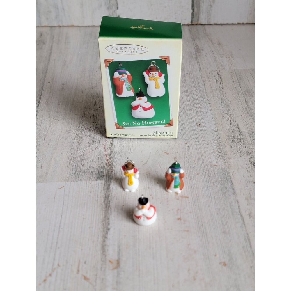 Hallmark see no humbug! snowman‎ miniature ornament Xmas